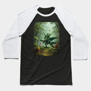 Fairy and Dinosaur meet up in the Forest, Baseball T-Shirt